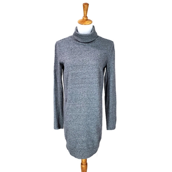 Lou & Grey Sweatshirt Tunic Dress Gray SZ XS Zip Pockets Turtleneck Soft - Picture 2 of 10